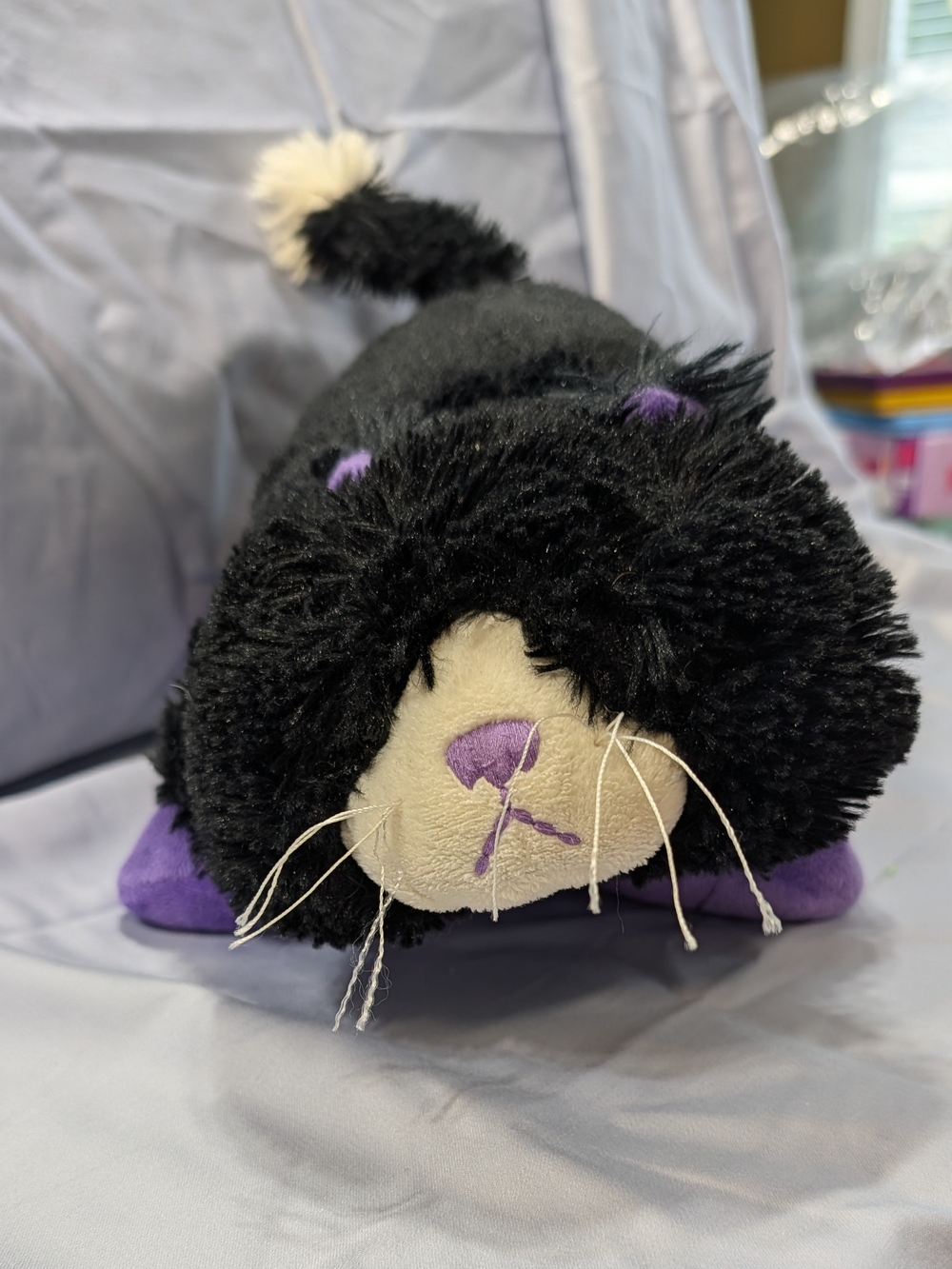 Pillow Pets Pee-Wees 2010 Black Cat w/ Purple Accents